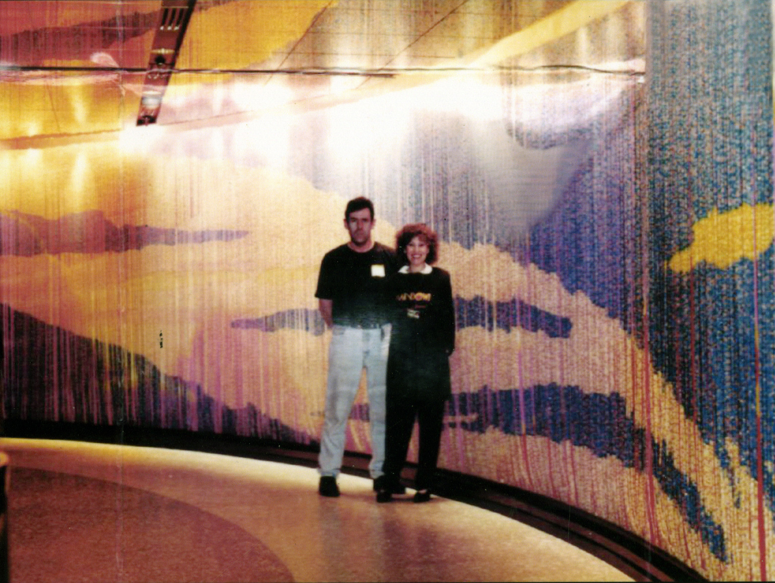 Robbins in front of Windows on the World curtain